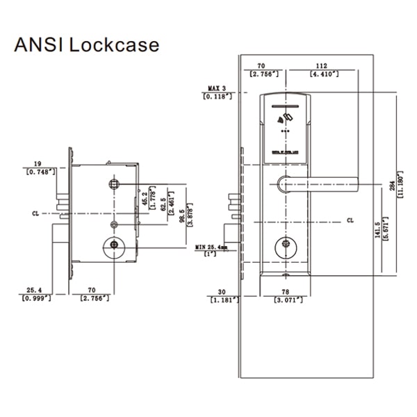 electronic hotel lock base rfid typical 75 series 07