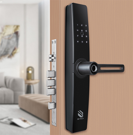a fingerprint and rfid card and touchpad digital door lock